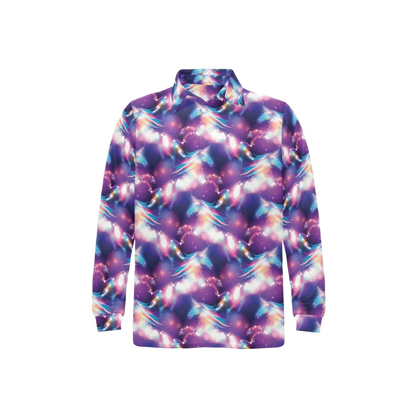 Unicorn Dream Long Sleeve Polo Shirt For Men's
