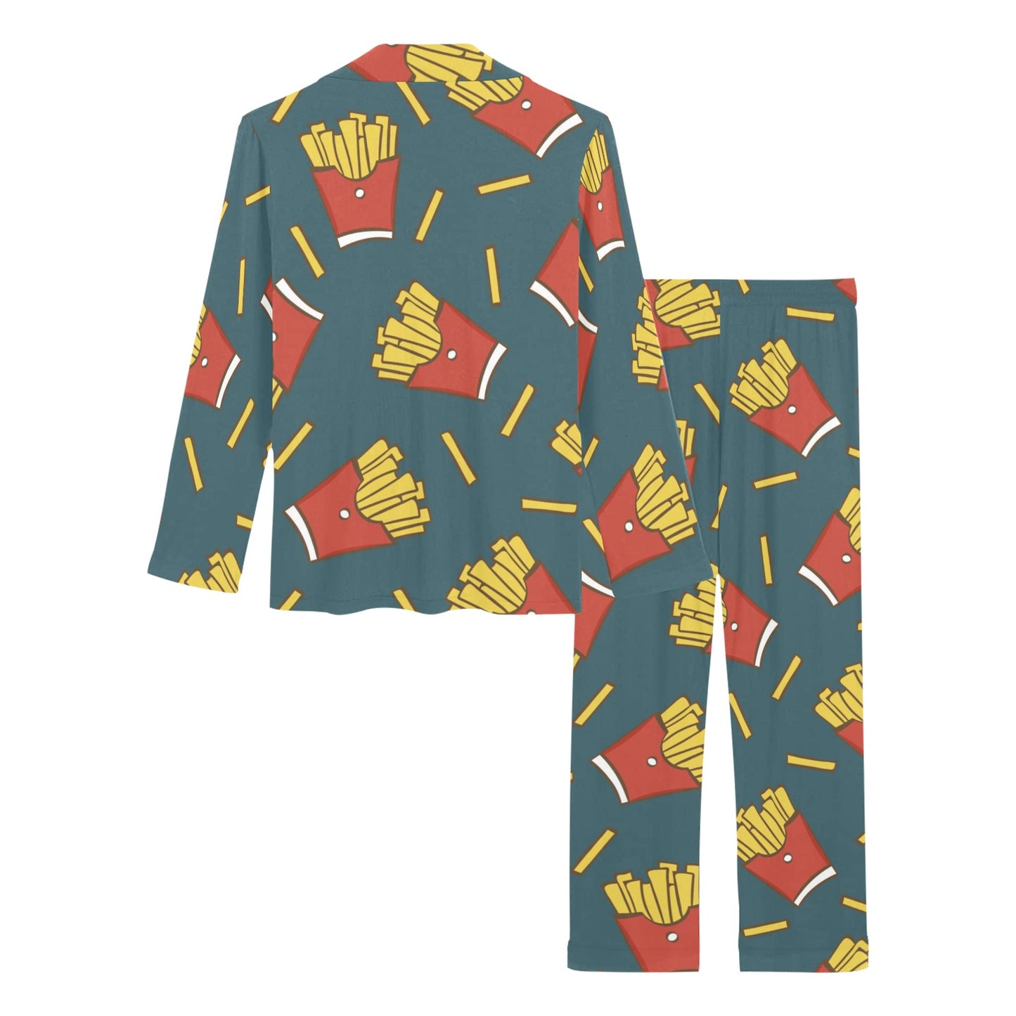 French Fried Pattern Print Design 04 Women's Long Pajama Set