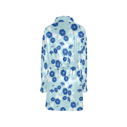 Morning Glory Pattern Print Design MG07 Women's Fleece Robe
