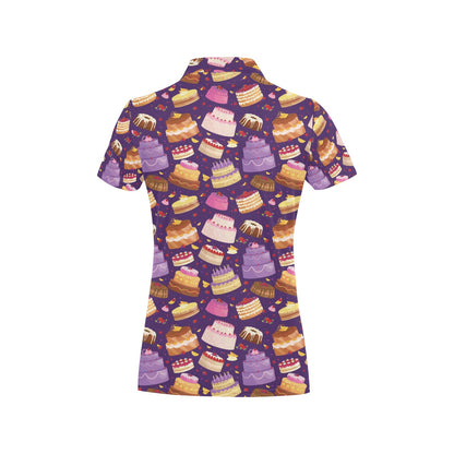 Cake Pattern Print Design 05 Women's Polo Shirt