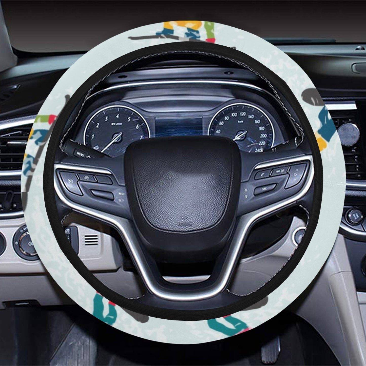 Snowboard Print Design LKS304 Steering Wheel Cover with Elastic Edge