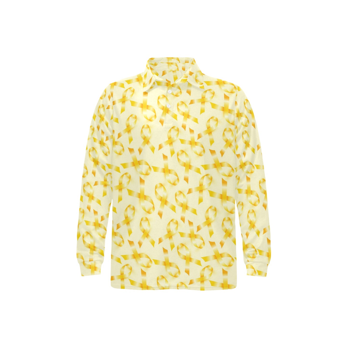 Childhood cancer Pattern Print Design 01 Long Sleeve Polo Shirt For Men's