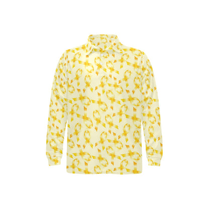 Childhood cancer Pattern Print Design 01 Long Sleeve Polo Shirt For Men's