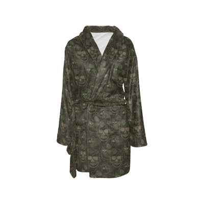 Skull Camo Style Print Design LKS308 Women's Fleece Robe