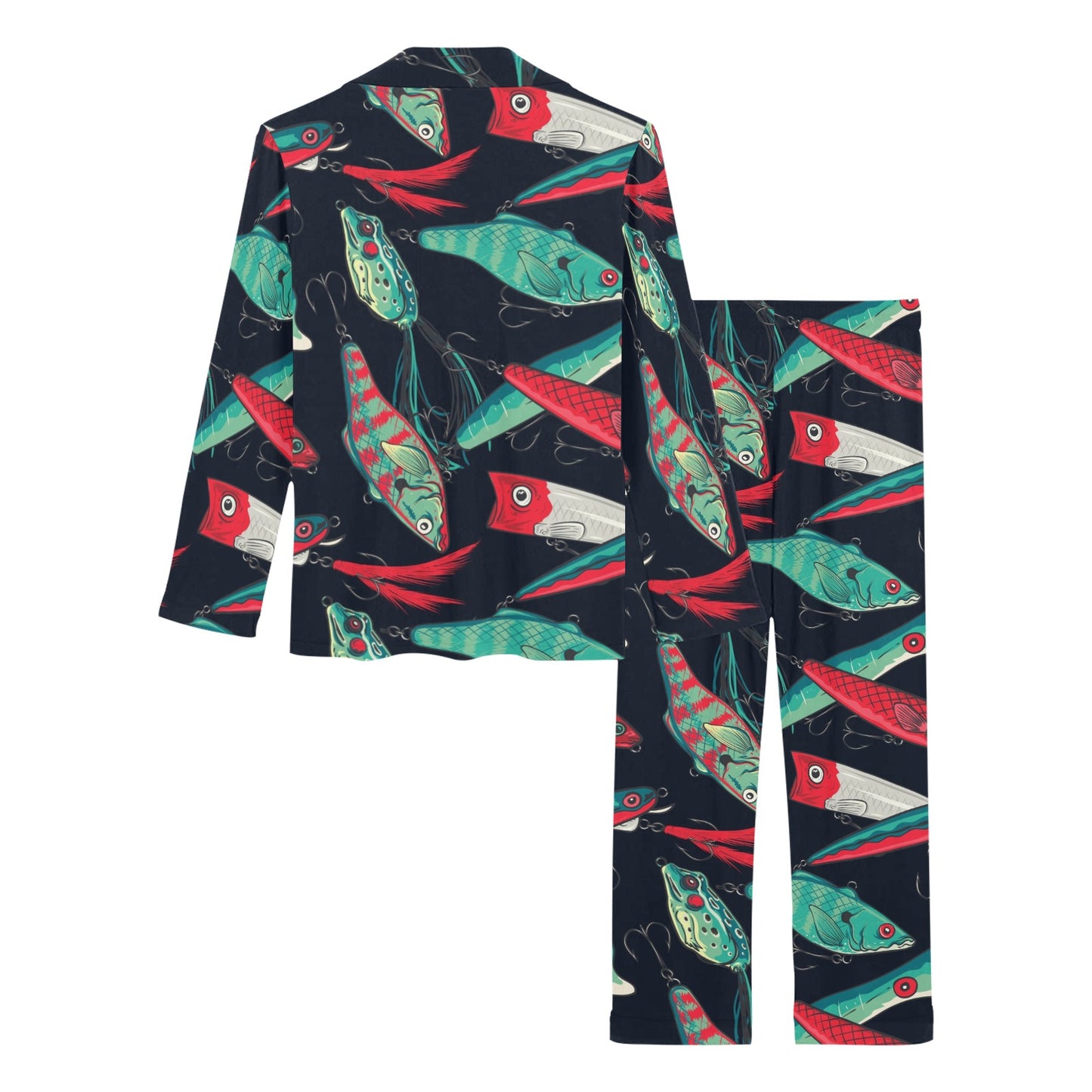 Fishing Bait Pattern Women's Long Pajama Set