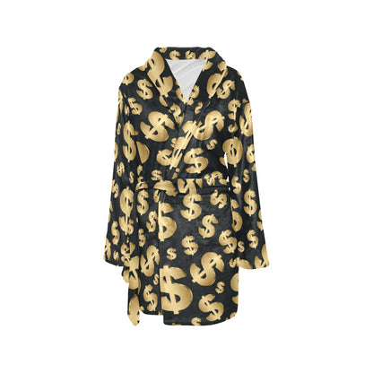 Dollar Pattern Print Design DO04 Women's Fleece Robe