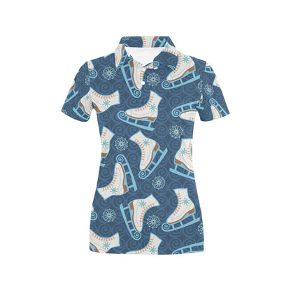 Ice Skate Pattern Print Design 01 Women's Polo Shirt