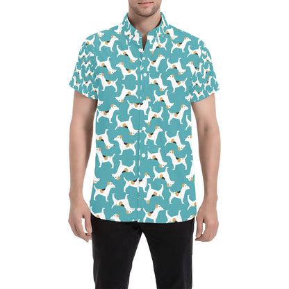 Russell Terriers Print Design LKS301 Men Short Sleeve Button Up Shirt