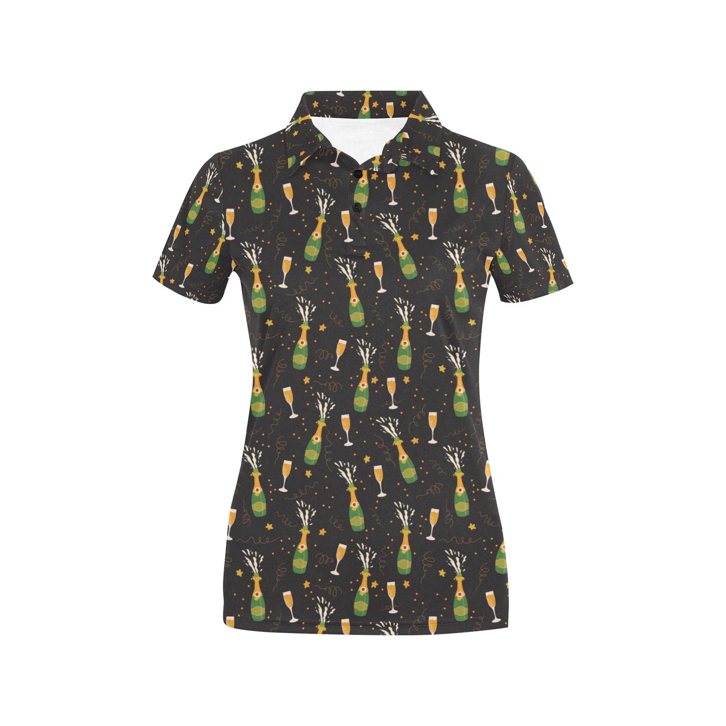 Champagne Pattern Print Design 04 Women's Polo Shirt