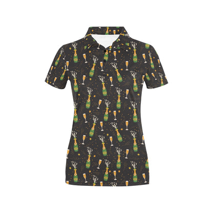 Champagne Pattern Print Design 04 Women's Polo Shirt