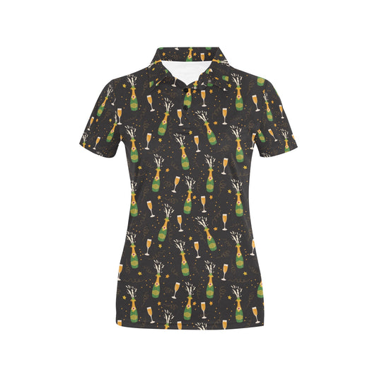 Champagne Pattern Print Design 04 Women's Polo Shirt