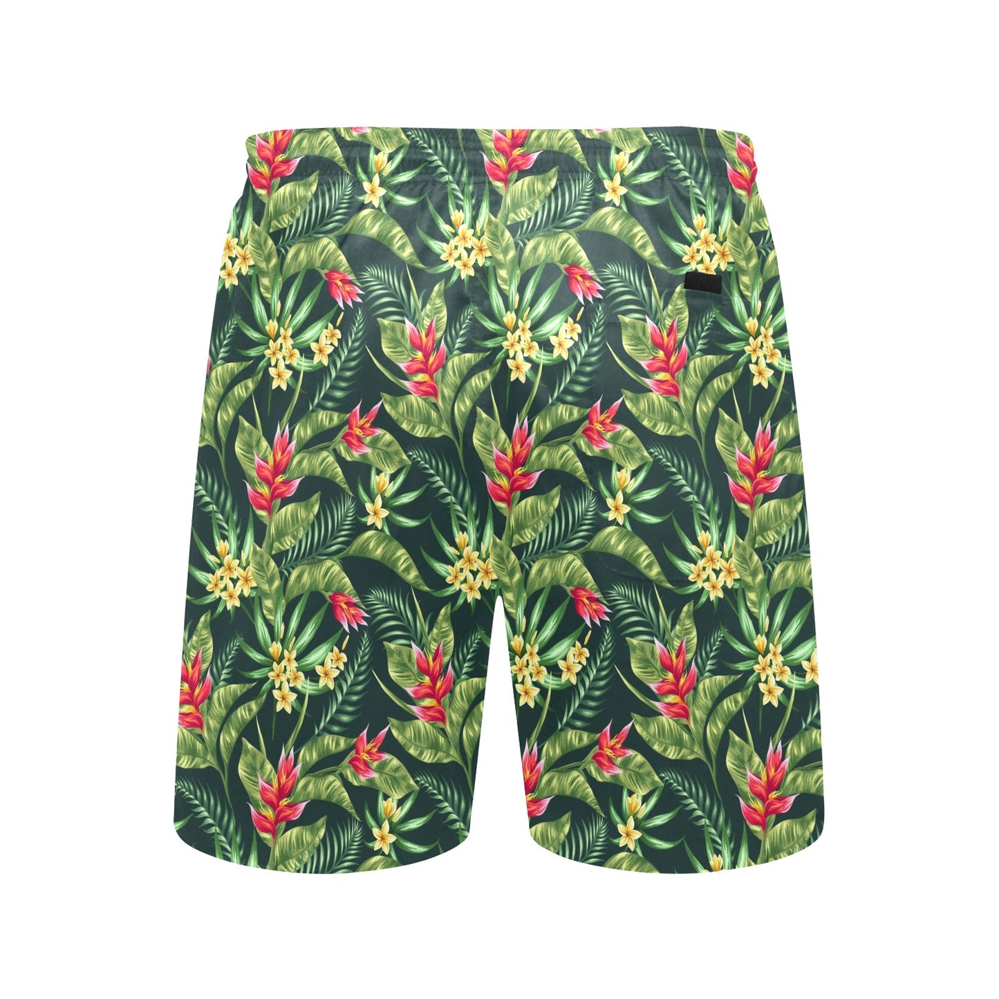 Tropical Folower Red Heliconia Print Men's Swim Trunks Beach Shorts