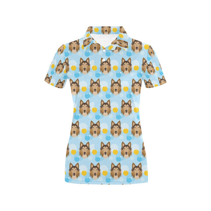 Collies Pattern Print Design 02 Women's Polo Shirt