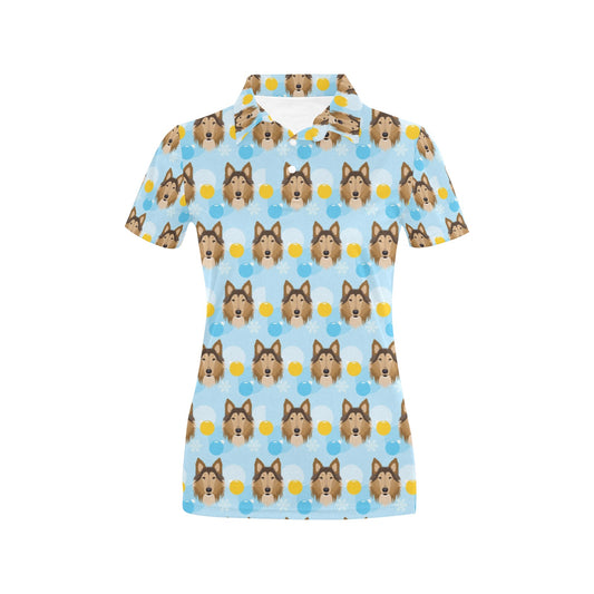 Collies Pattern Print Design 02 Women's Polo Shirt