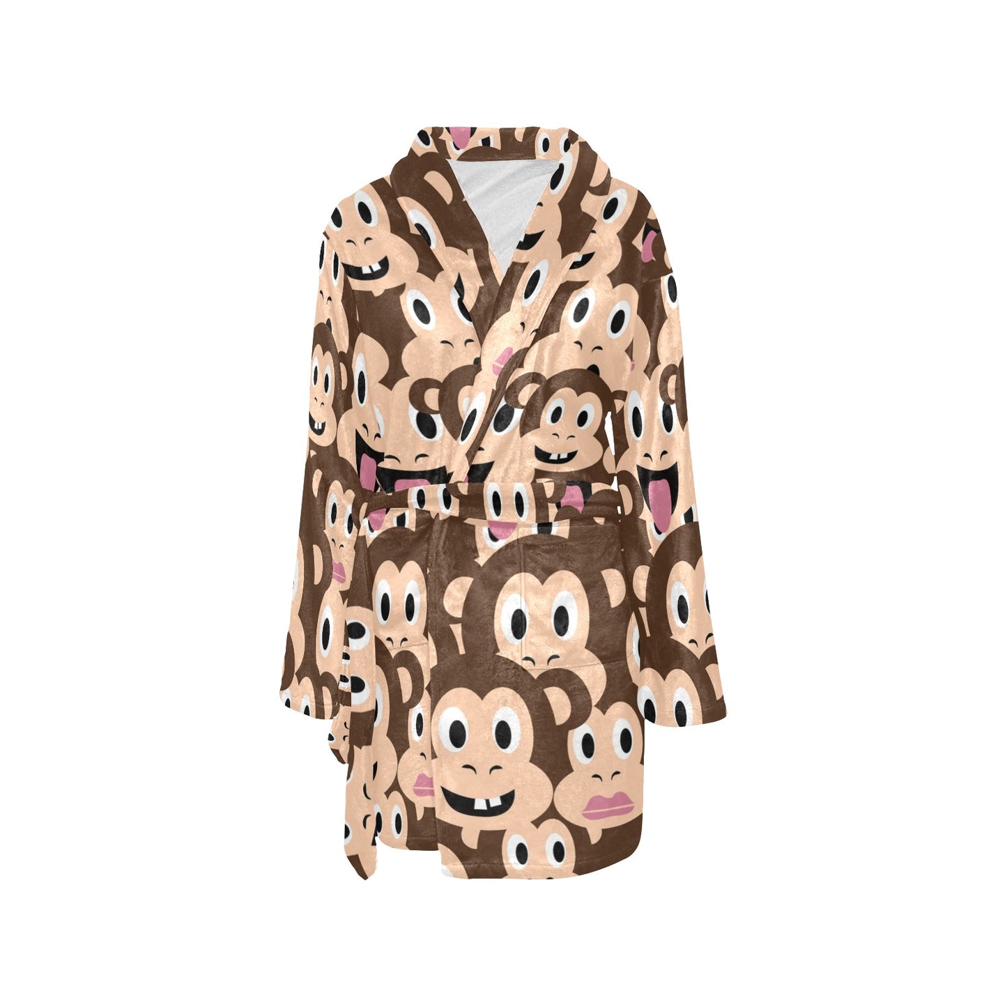 Emoji Monkey Print Pattern Women's Fleece Robe