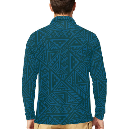 Maori Pattern Print Design 03 Long Sleeve Polo Shirt For Men's