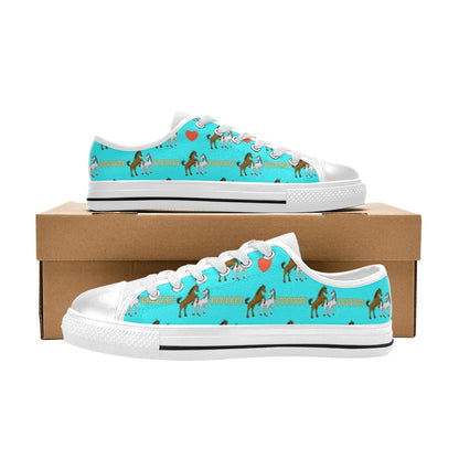 Horse Couple Love Print Design LKS309 Women's White Low Top Shoes
