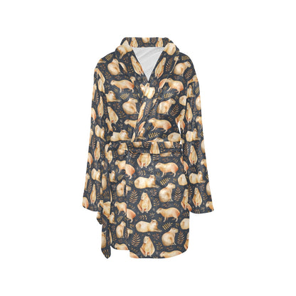Capybara Pattern Print Design 02 Women's Fleece Robe