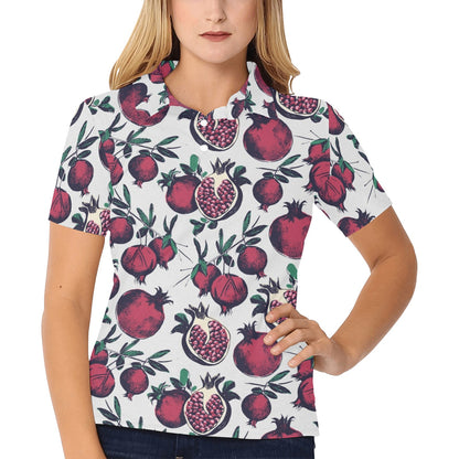 Pomegranate Pattern Print Design PG01 Women's Polo Shirt