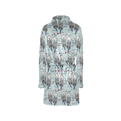 Sea Otter Pattern Print Design 03 Women's Fleece Robe