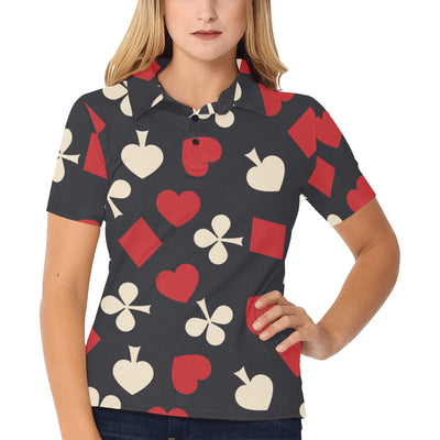 Poker Cards Pattern Print Design A02 Women's Polo Shirt