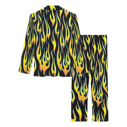 Flame Fire Yellow Pattern Women's Long Pajama Set