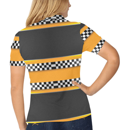 Checkered Pattern Print Design 01 Women's Polo Shirt