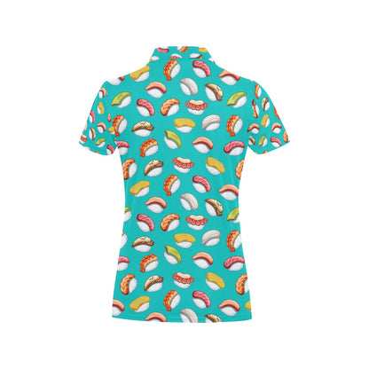 Sushi Themed Print Women's Polo Shirt