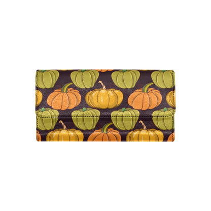 Pumpkin Pattern Print Design A01 Women's Trifold Wallet