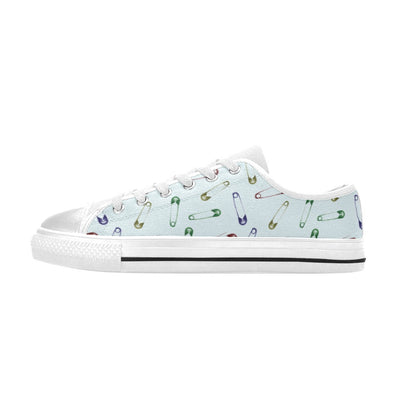 Safety Pin Print Design LKS303 Women's White Low Top Shoes