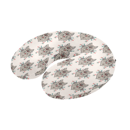 Aztec Wolf Pattern Print Design 01 U-Shaped Travel Neck Pillow