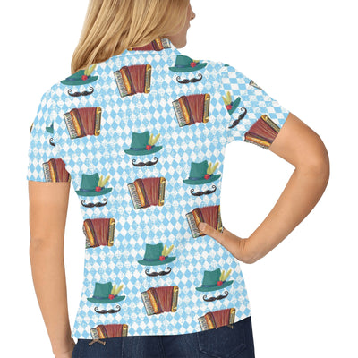 Accordion Mustache Pattern Print Design 01 Women's Polo Shirt