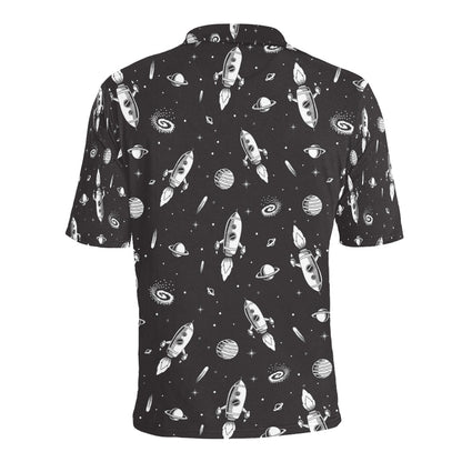 Space Rocket Print Design LKS303 Men Polo Shirt