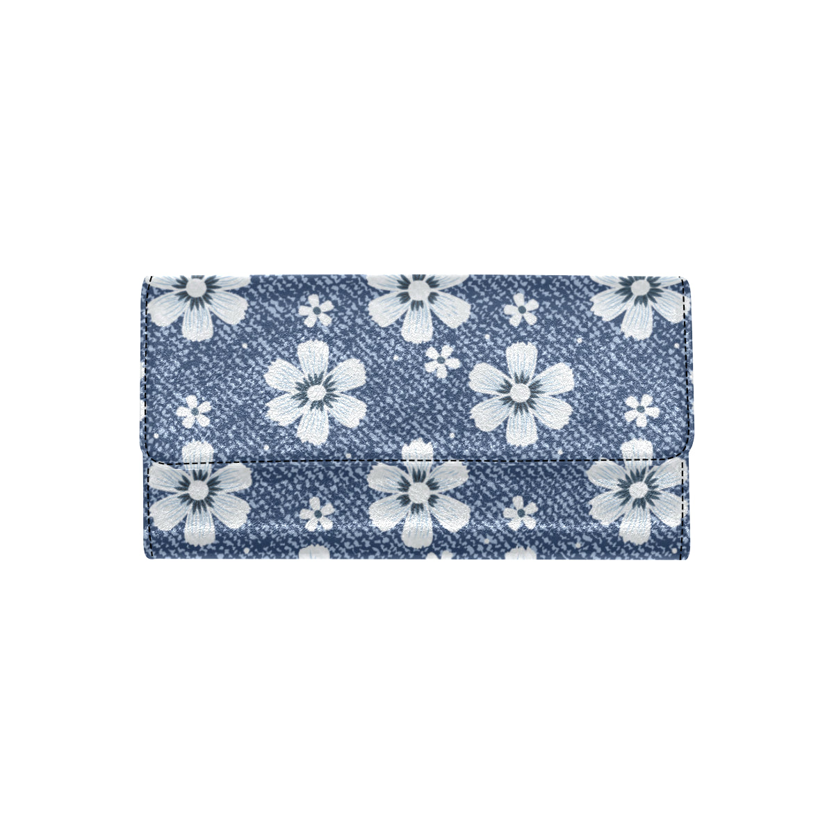 Jean Flower Pattern Print Design 03 Women's Trifold Wallet