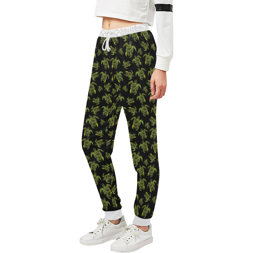 Green Tribal Turtle Polynesian Themed Unisex Sweatpants