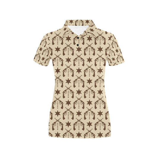 Western Cowboy Print Design LKS302 Women's Polo Shirt