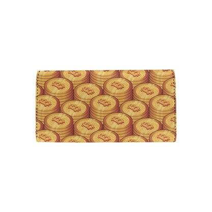 Bitcoin Pattern Print Design 02 Women's Trifold Wallet