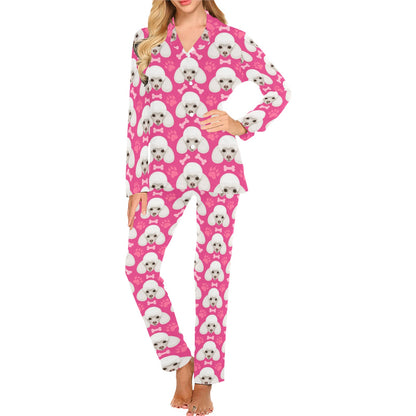 Poodle Pattern Print Design A04 Women's Long Pajama Set