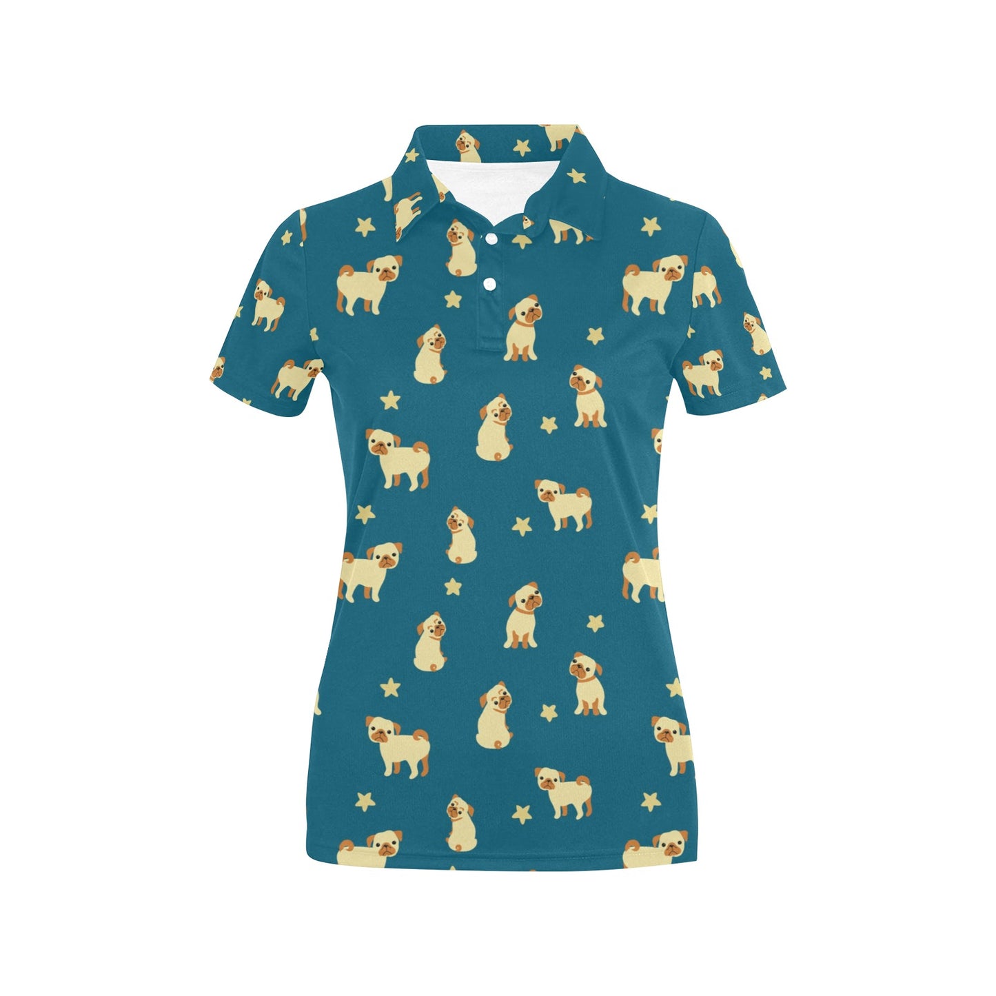 Pug Pattern Print Design A06 Women's Polo Shirt