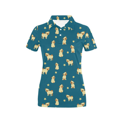 Pug Pattern Print Design A06 Women's Polo Shirt