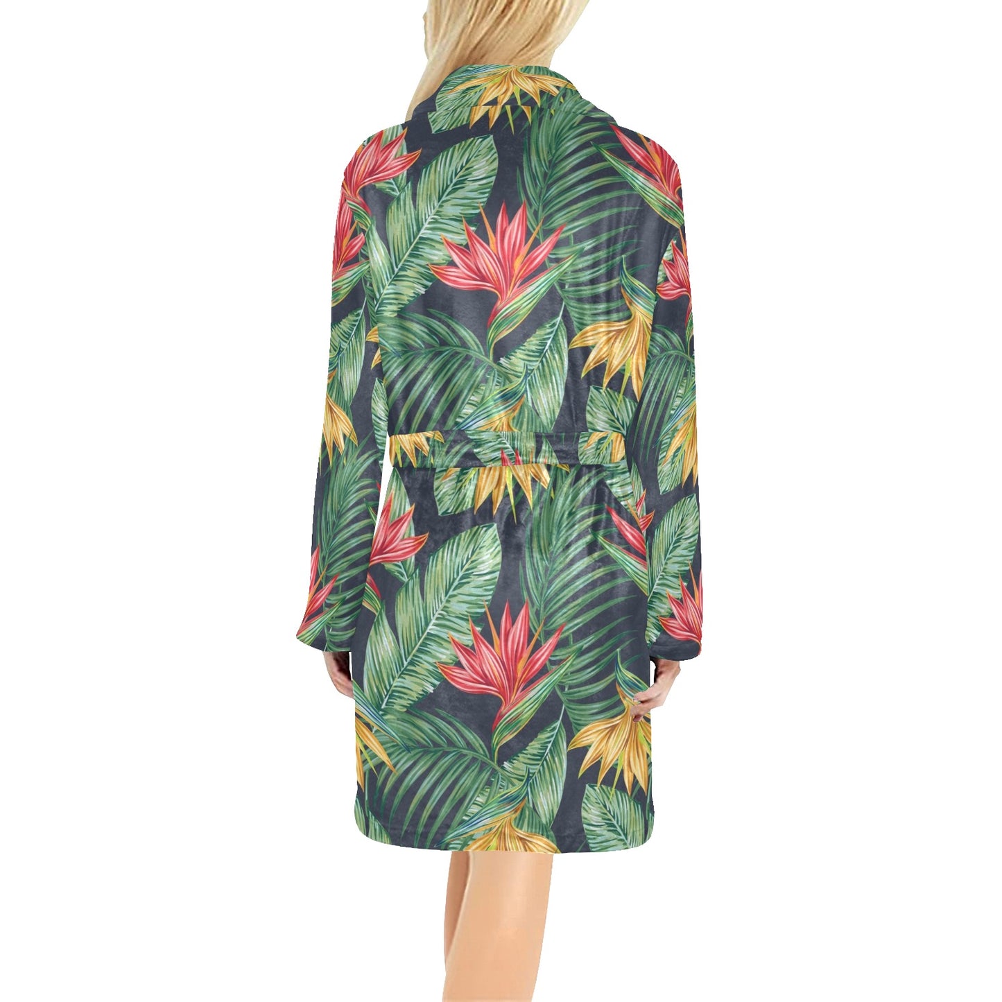 Bird Of Paradise Pattern Print Design BOP09 Women's Fleece Robe
