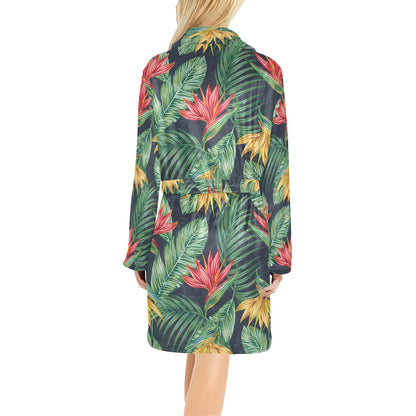 Bird Of Paradise Pattern Print Design BOP09 Women's Fleece Robe