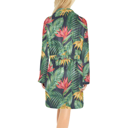 Bird Of Paradise Pattern Print Design BOP09 Women's Fleece Robe