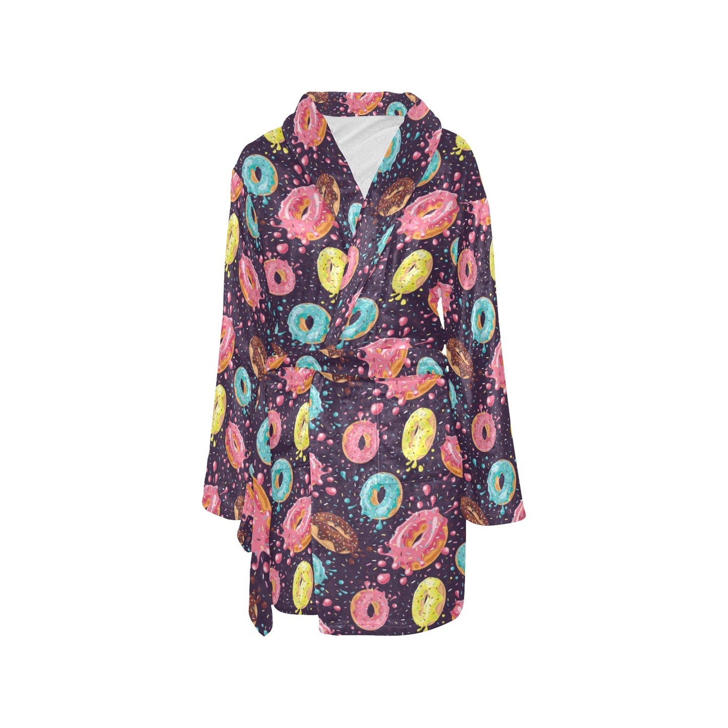 Donut Pattern Print Design DN03 Women's Fleece Robe