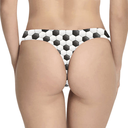 Soccer Ball Texture Print Pattern Women's Thongs