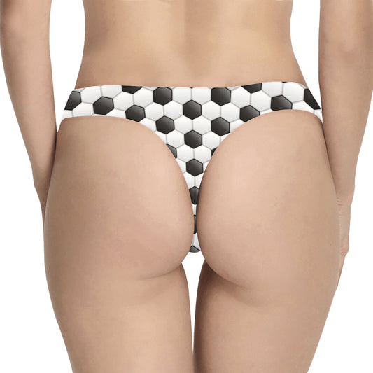 Soccer Ball Texture Print Pattern Women's Thongs