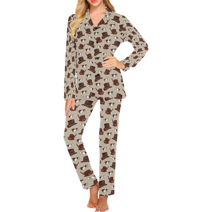 Steampunk Hat Print Design LKS301 Women's Long Pajama Set