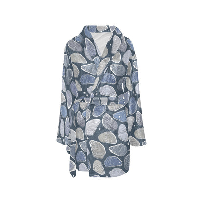 Oyster Pattern Print Design 02 Women's Fleece Robe