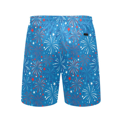 Firework Celebration Print Design LKS304 Men's Swim Trunks Beach Shorts