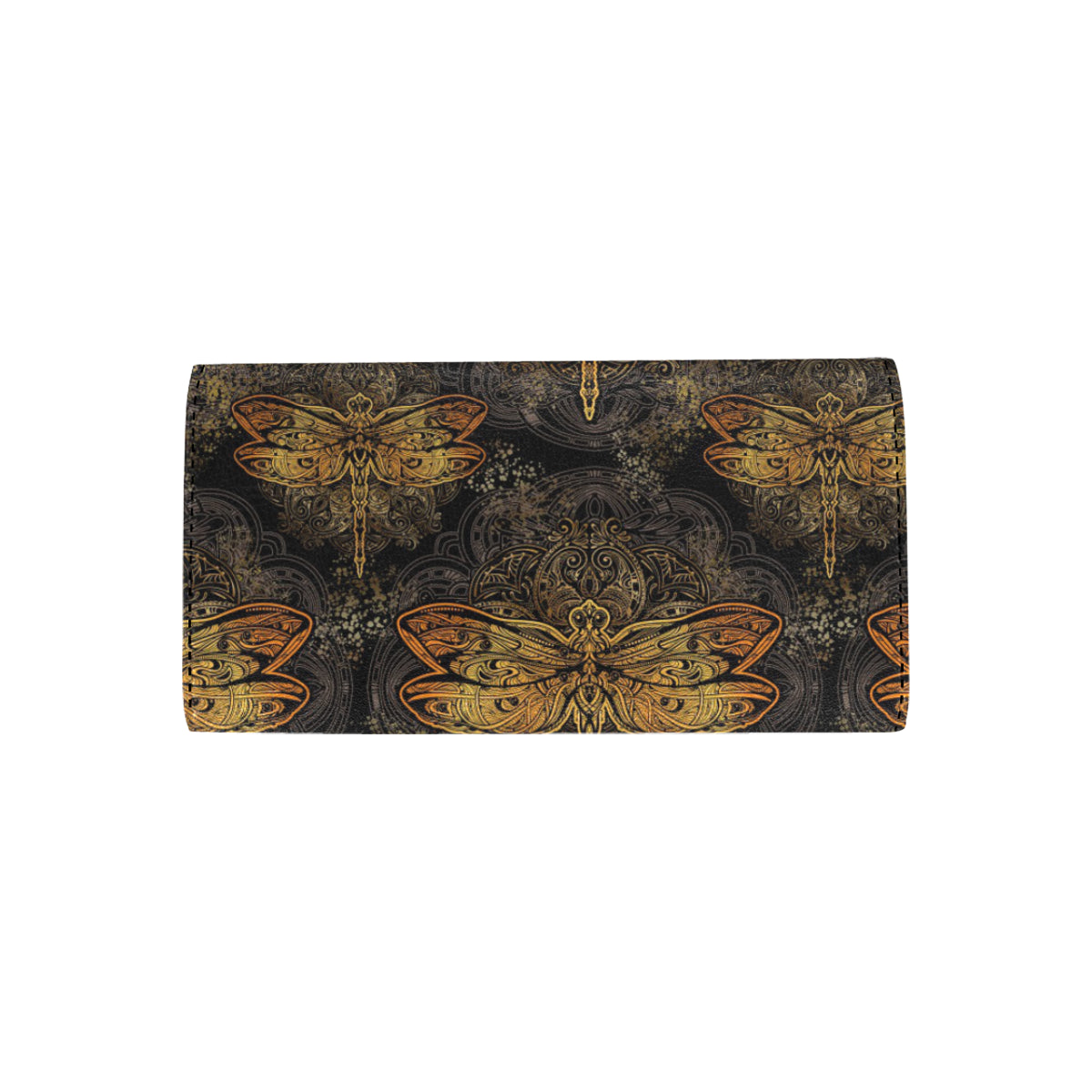 Gold Dragonfly Mandala Women's Trifold Wallet